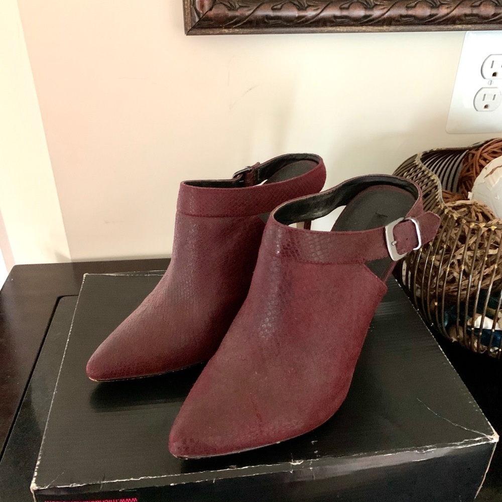 Oxblood high heeled Mules